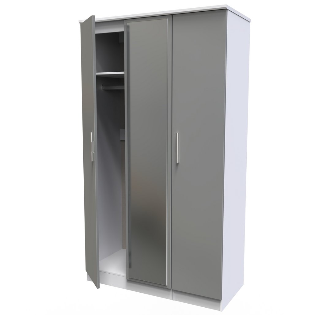 Knightsbridge Mirrored 3 Door Triple Wardrobe