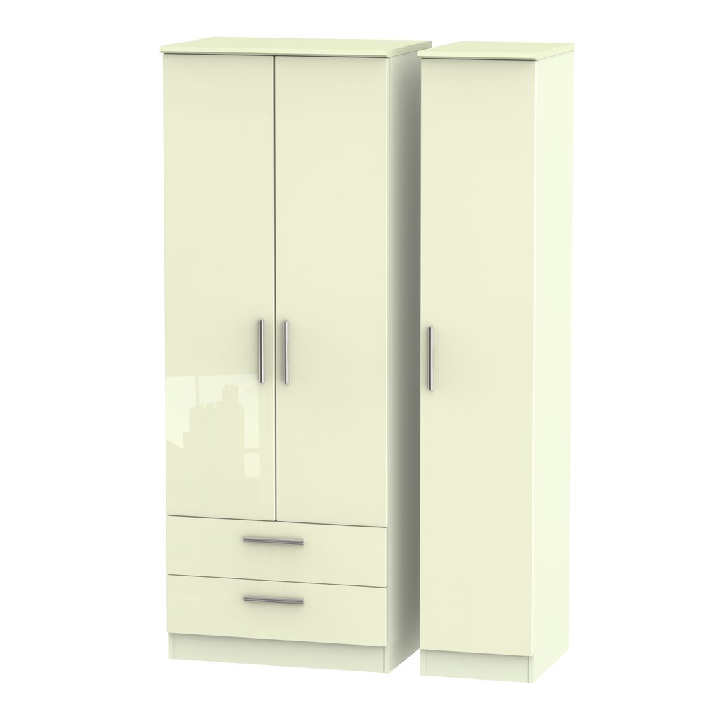 Knightsbridge Tall Large 2 Drawer 3 Door Triple Wardrobe