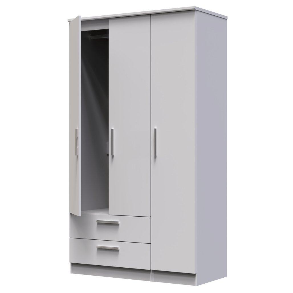 Knightsbridge Tall Large 2 Drawer 3 Door Triple Wardrobe