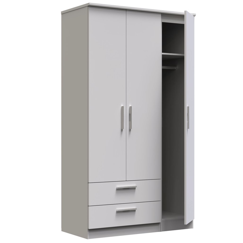 Knightsbridge Tall Large 2 Drawer 3 Door Triple Wardrobe