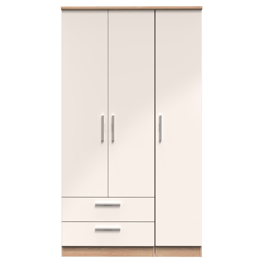 Knightsbridge Tall Large 2 Drawer 3 Door Triple Wardrobe
