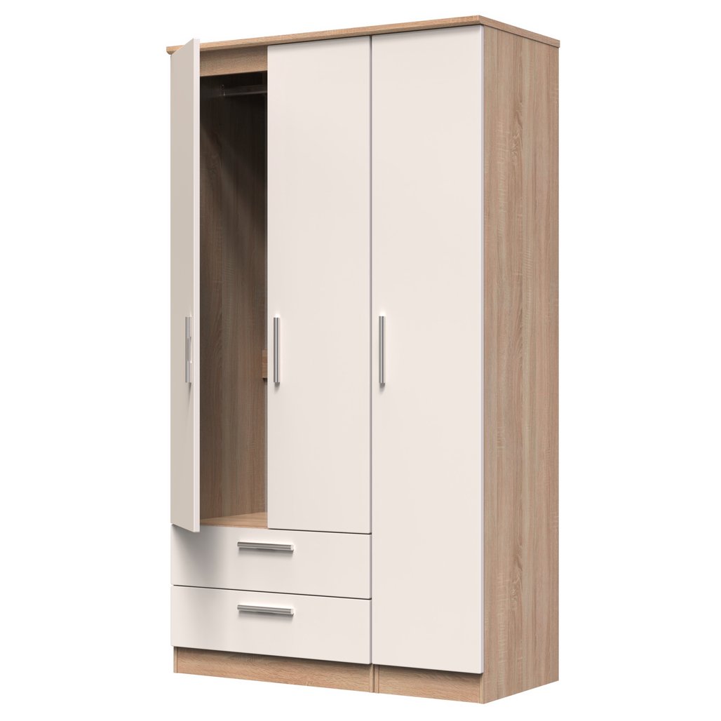 Knightsbridge Tall Large 2 Drawer 3 Door Triple Wardrobe