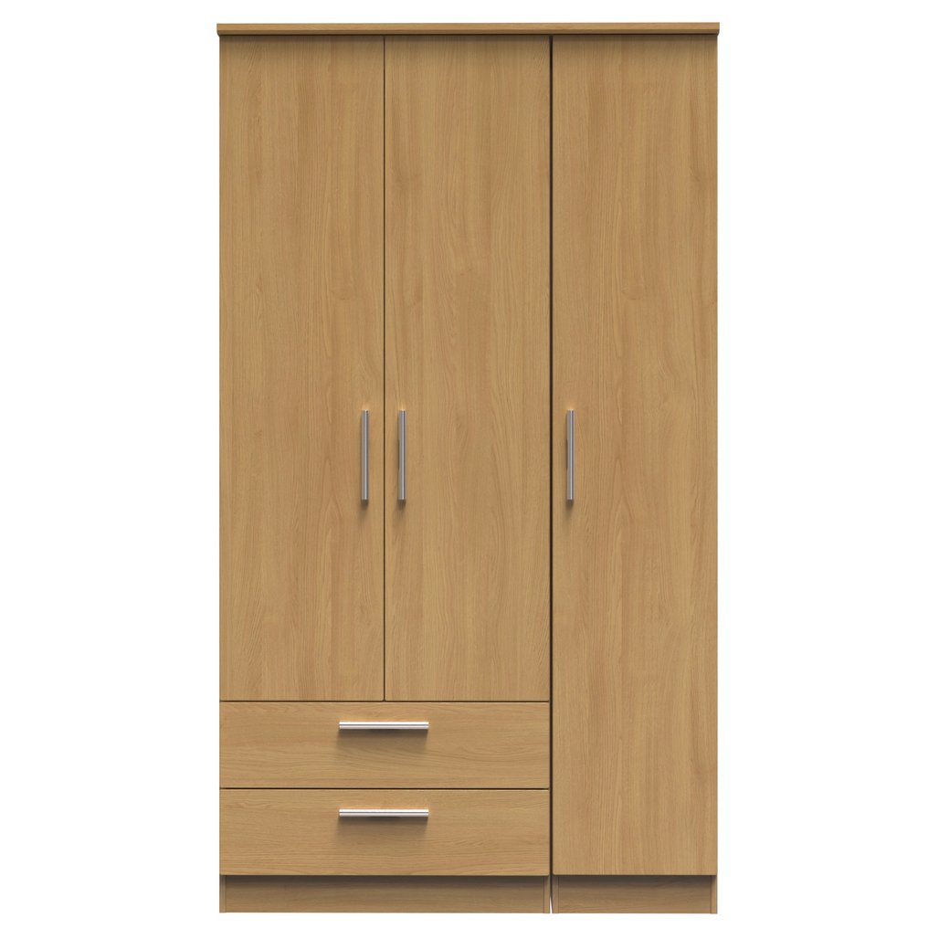 Knightsbridge Tall Large 2 Drawer 3 Door Triple Wardrobe