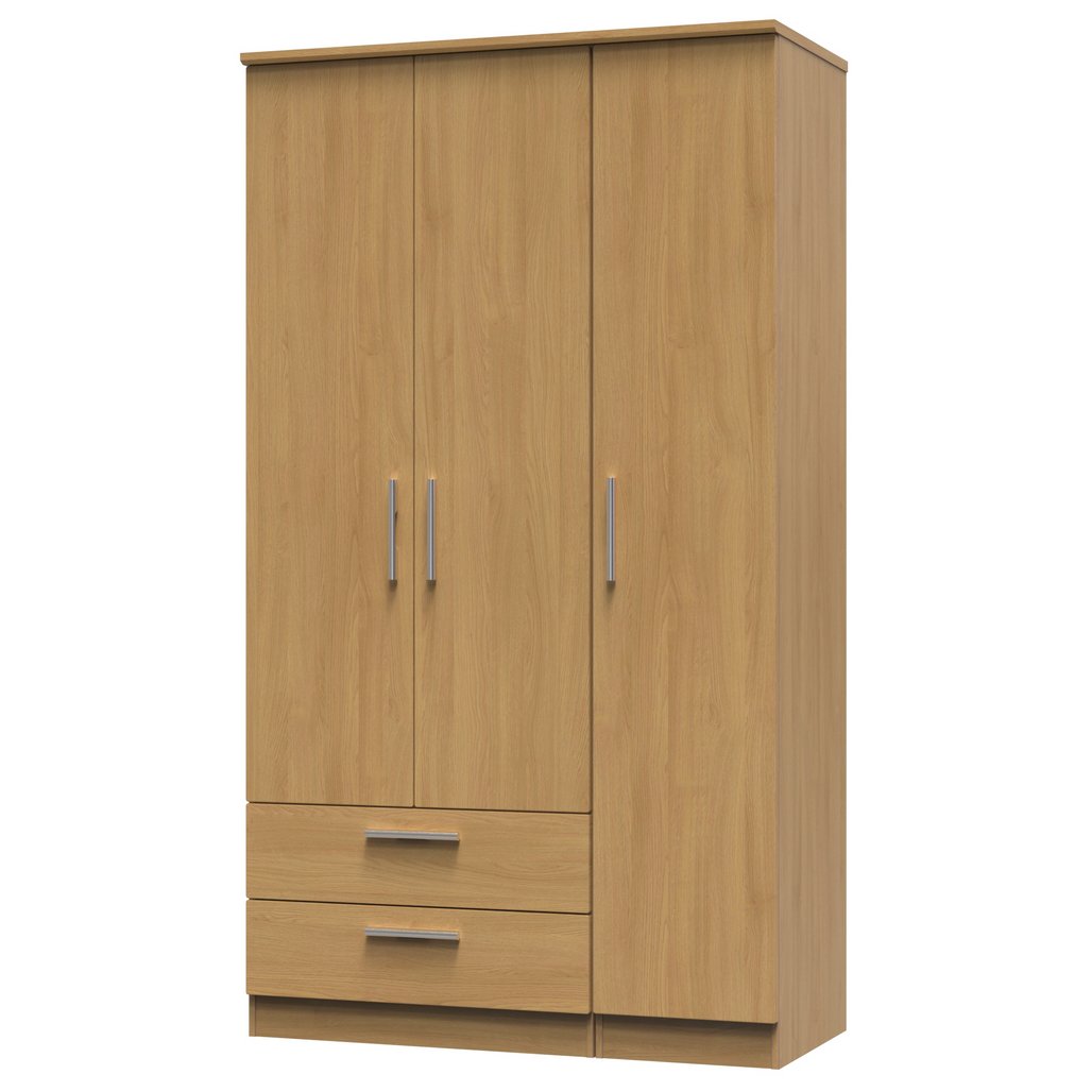 Knightsbridge Tall Large 2 Drawer 3 Door Triple Wardrobe