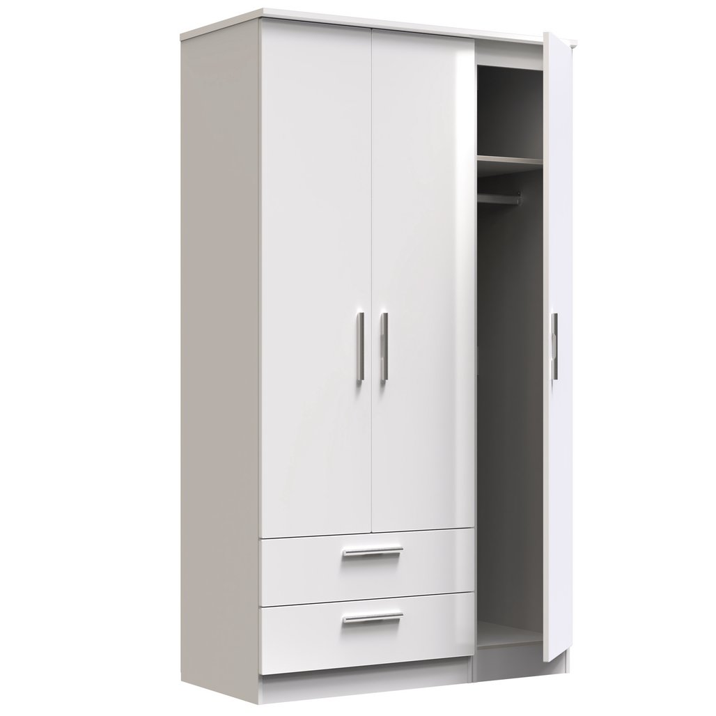 Knightsbridge Tall Large 2 Drawer 3 Door Triple Wardrobe