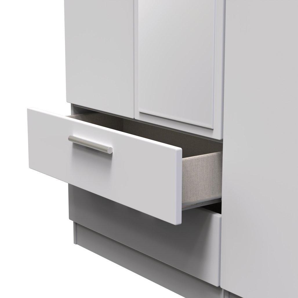Knightsbridge Tall Mirrored Large 2 Drawer 3 Door Triple Wardrobe