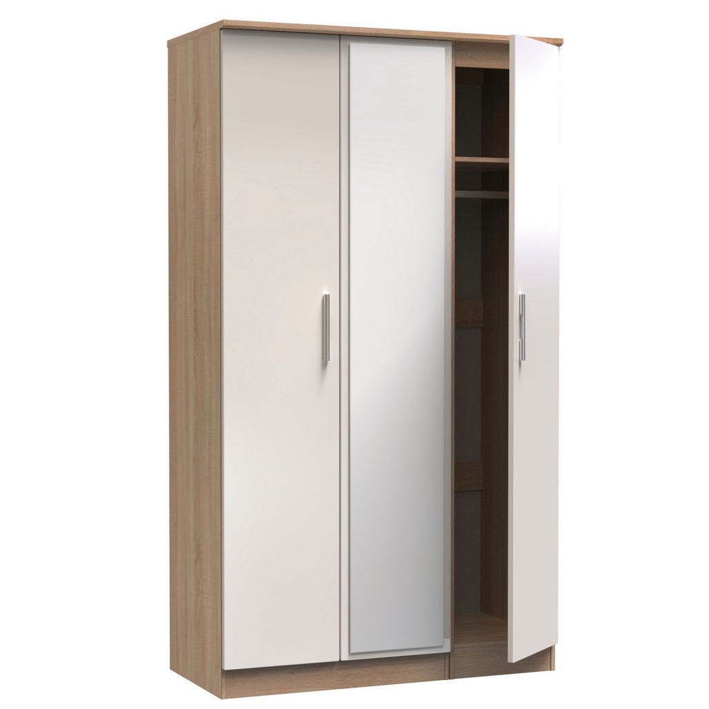 Knightsbridge Tall Mirrored 3 Door Triple Wardrobe
