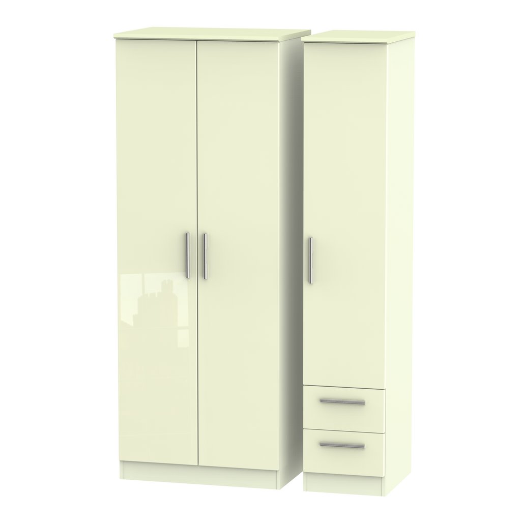 Knightsbridge Tall 2 Drawer 3 Door Triple Wardrobe