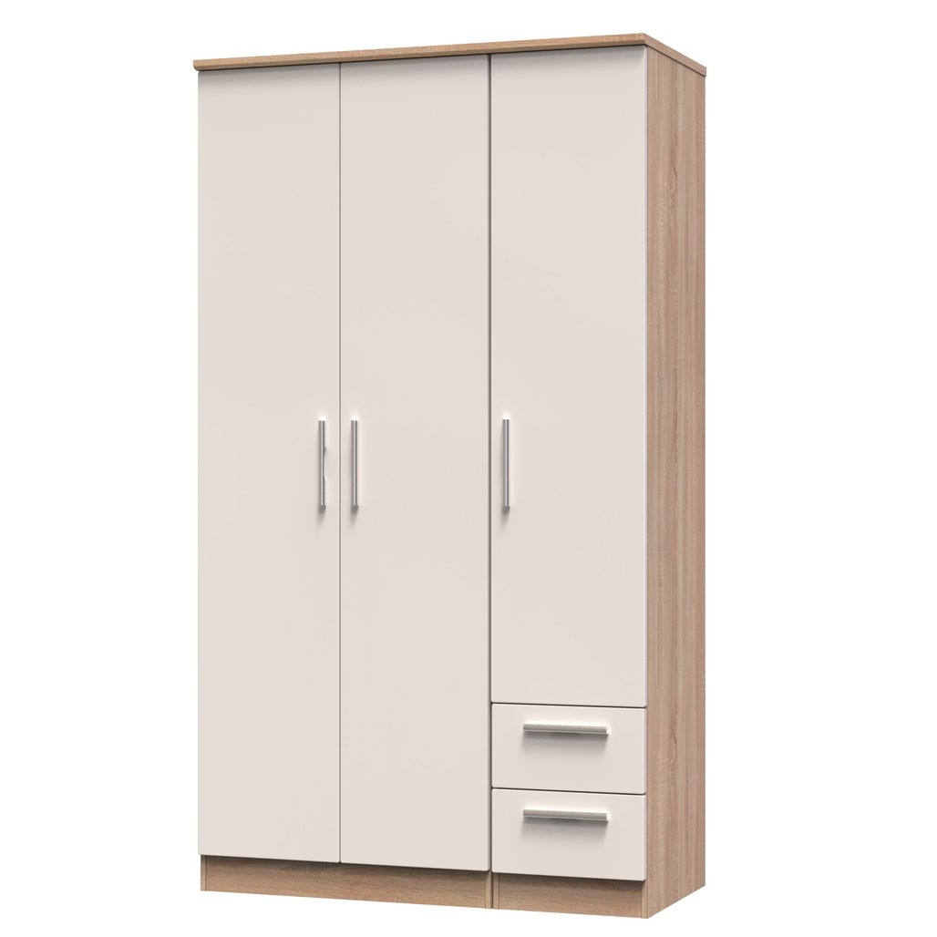 Knightsbridge Tall 2 Drawer 3 Door Triple Wardrobe
