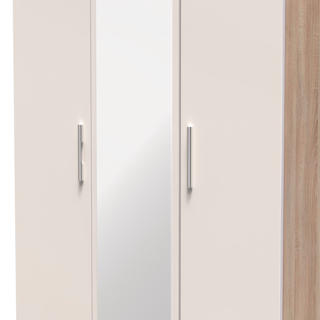 Knightsbridge Tall Mirrored 2 Drawer 3 Door Triple Wardrobe