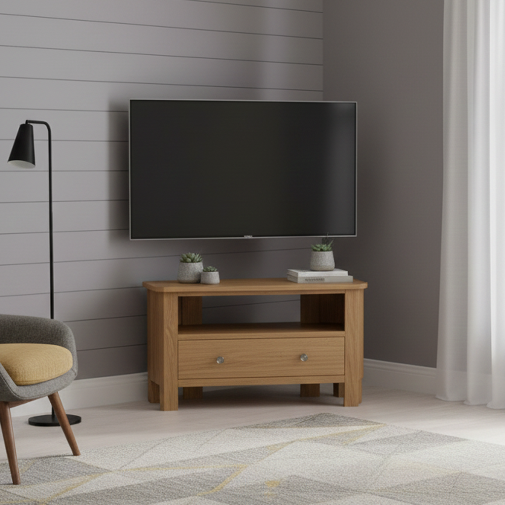 Saxon 1 Drawer Open Shelf Corner TV Unit