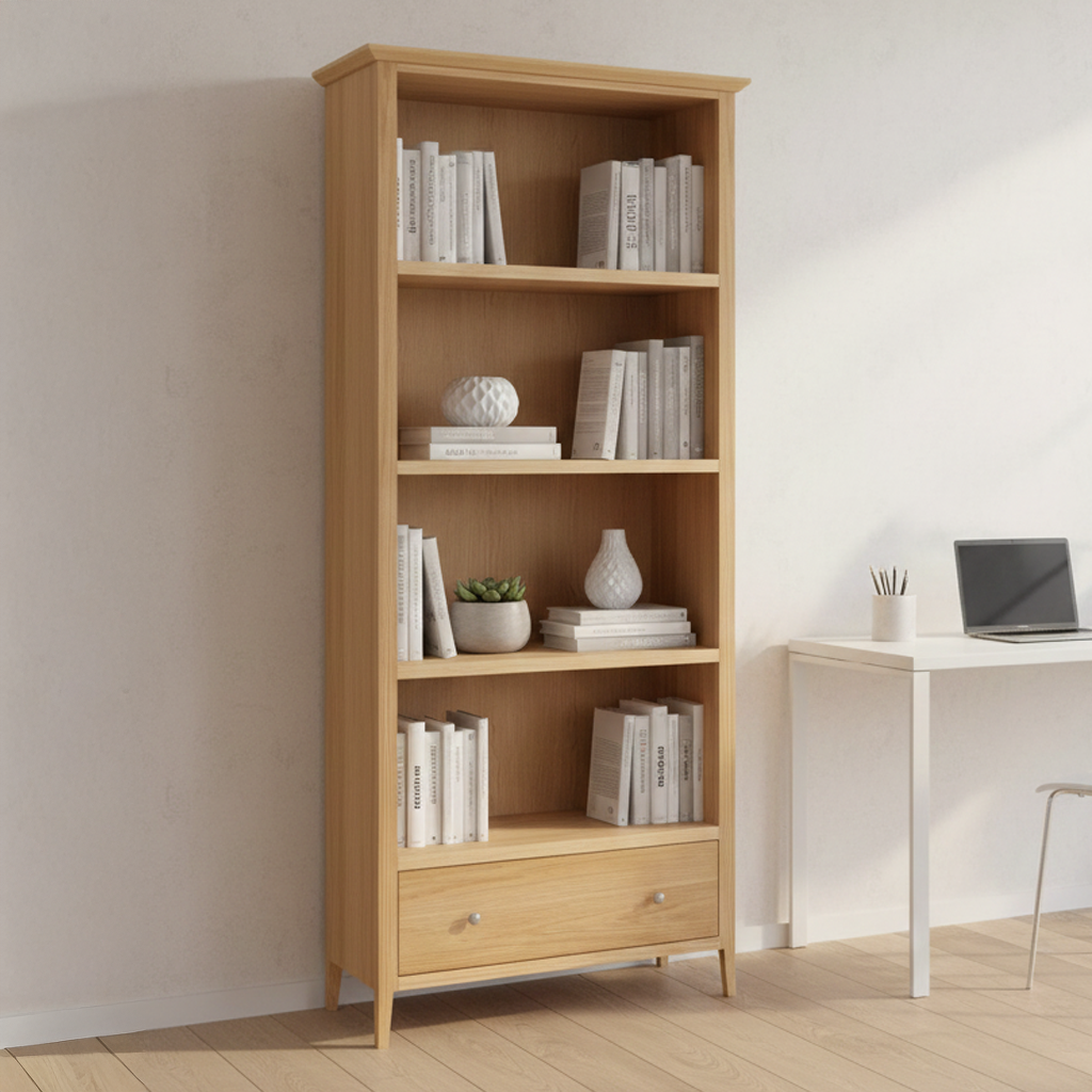 Saxon 4 Shelf 1 Drawer Large Bookcase