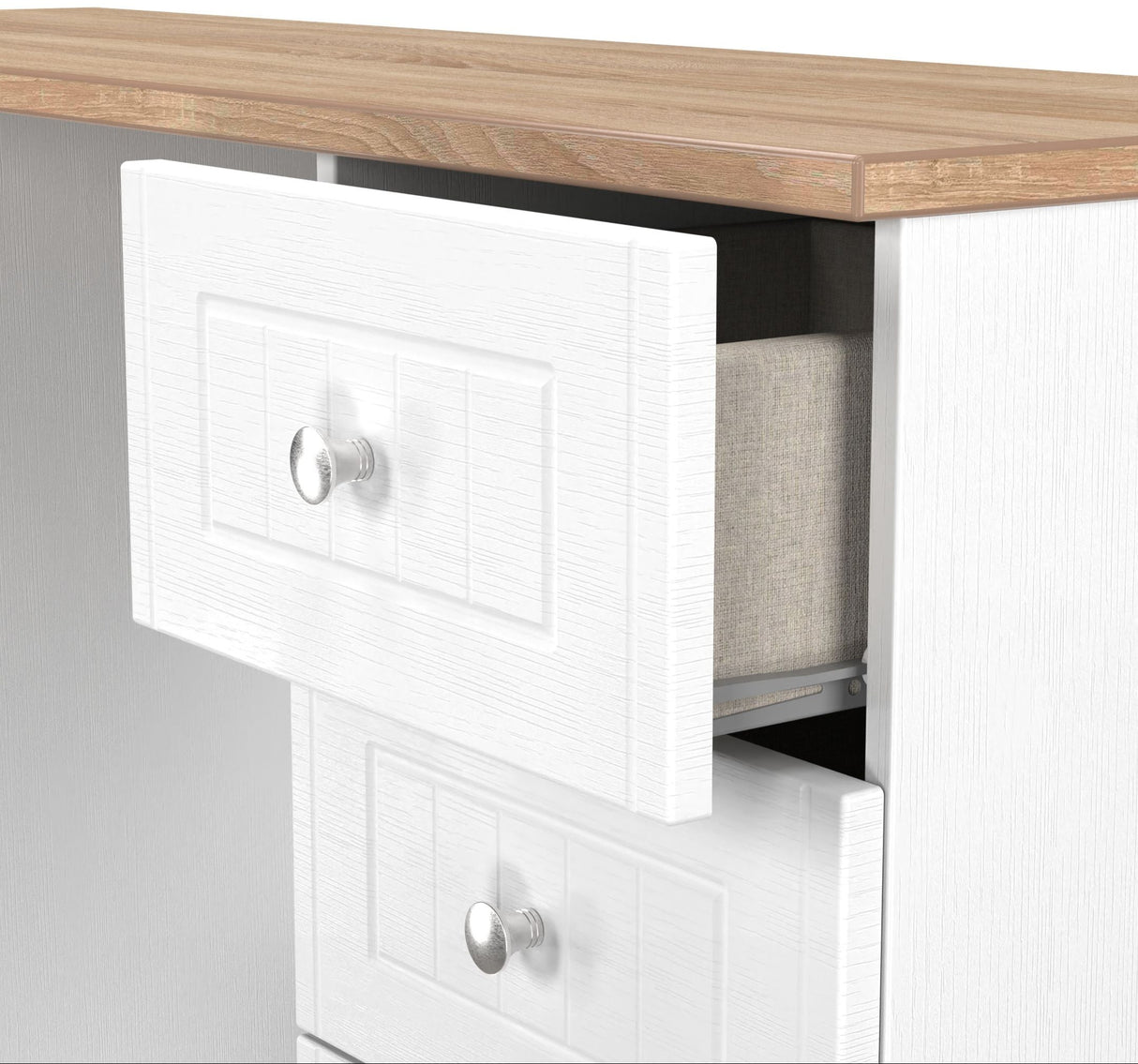 Vienna 6 Drawer Double Pedestal Dressing Table with Oak Top