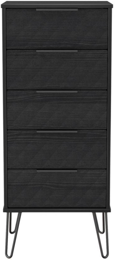 Harlequin 5 Drawer Bedside Table with Black Hairpin Legs