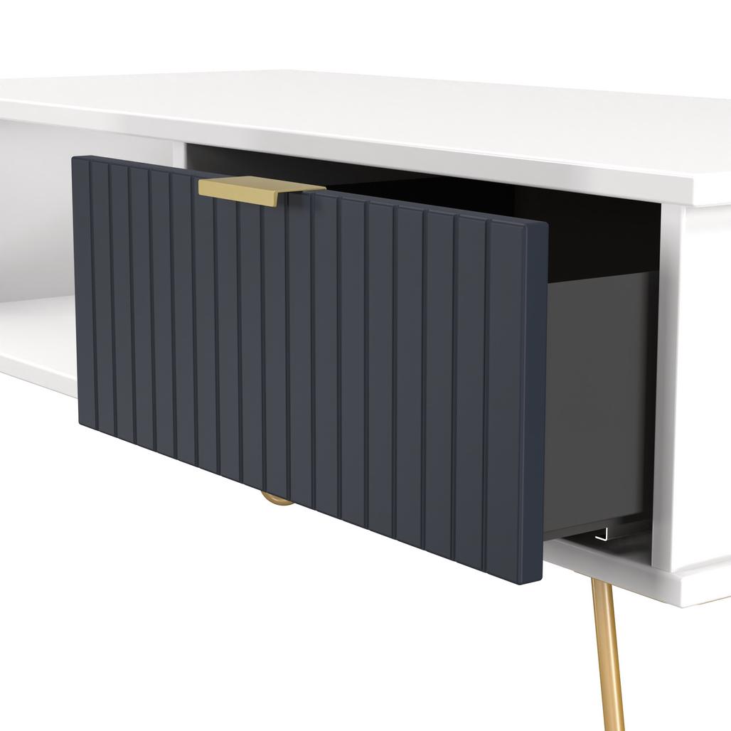 Linear 1 Drawer 1 Shelf Coffee Table with Gold Hairpin Legs