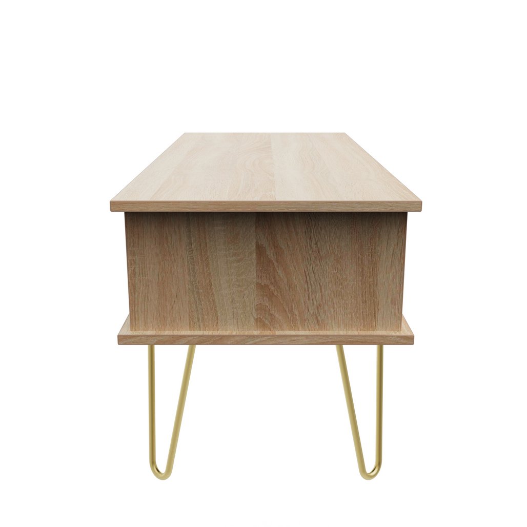 Linear 1 Drawer 1 Shelf Coffee Table with Gold Hairpin Legs