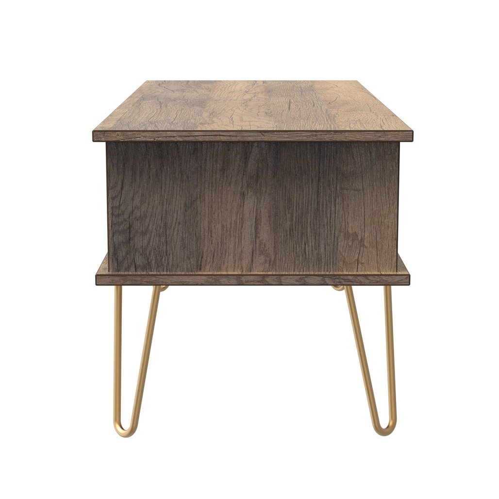 Linear 1 Drawer 1 Shelf Coffee Table with Gold Hairpin Legs
