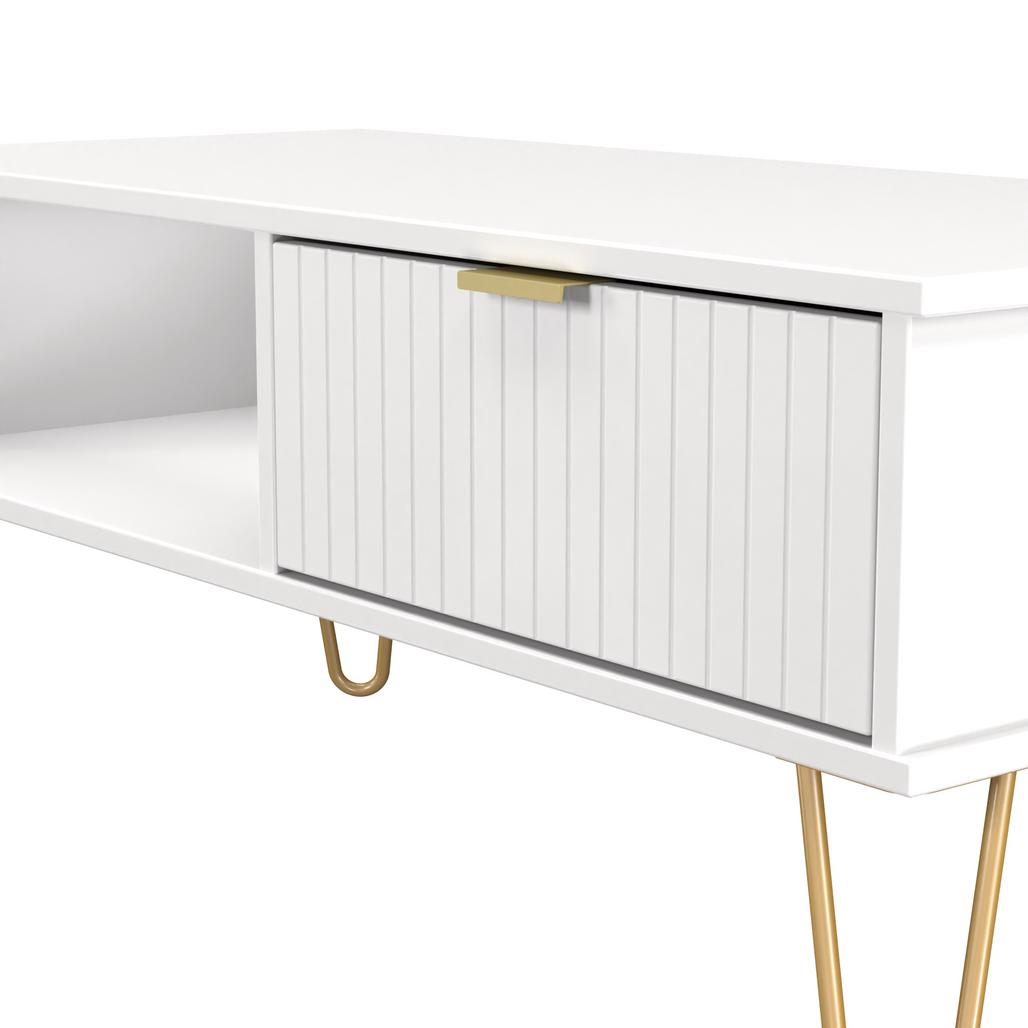 Linear 1 Drawer 1 Shelf Coffee Table with Gold Hairpin Legs
