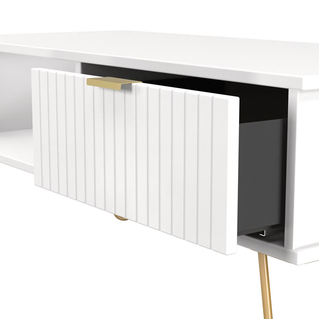 Linear 1 Drawer 1 Shelf Coffee Table with Gold Hairpin Legs