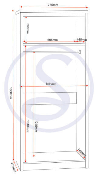 Seville 2 Door Wardrobe 3 Piece Bedroom Set