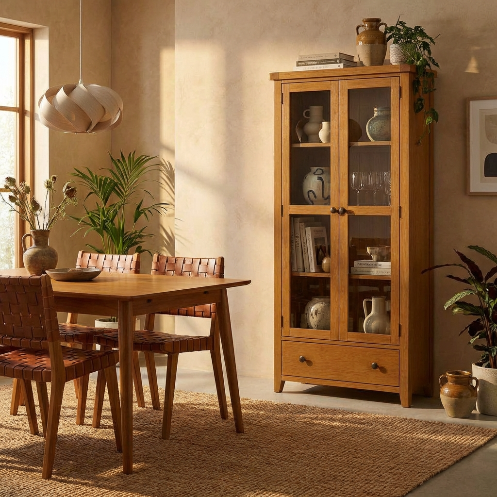 Bryce 2 Door 1 Drawer Display Cabinet