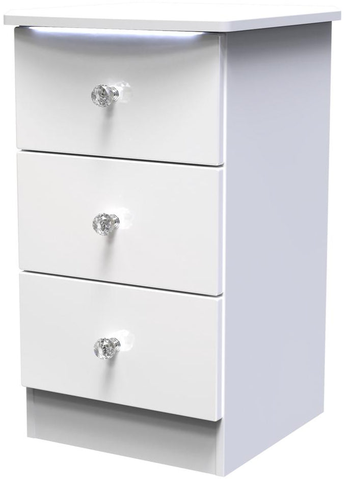 Lumiere 3 Drawer Bedside Table with Built-In Lights