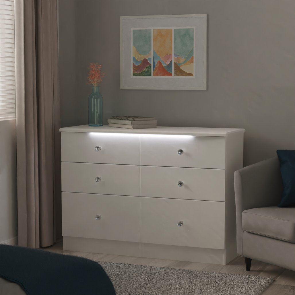 Lumiere 6 Drawer Midi Chest with Built-In Lights