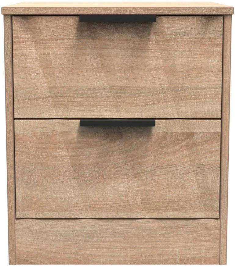 Las Vegas 2 Drawer Bedside Table with Black Handles