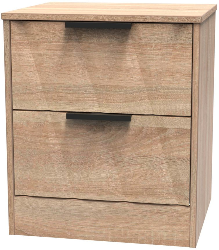 Las Vegas 2 Drawer Bedside Table with Black Handles