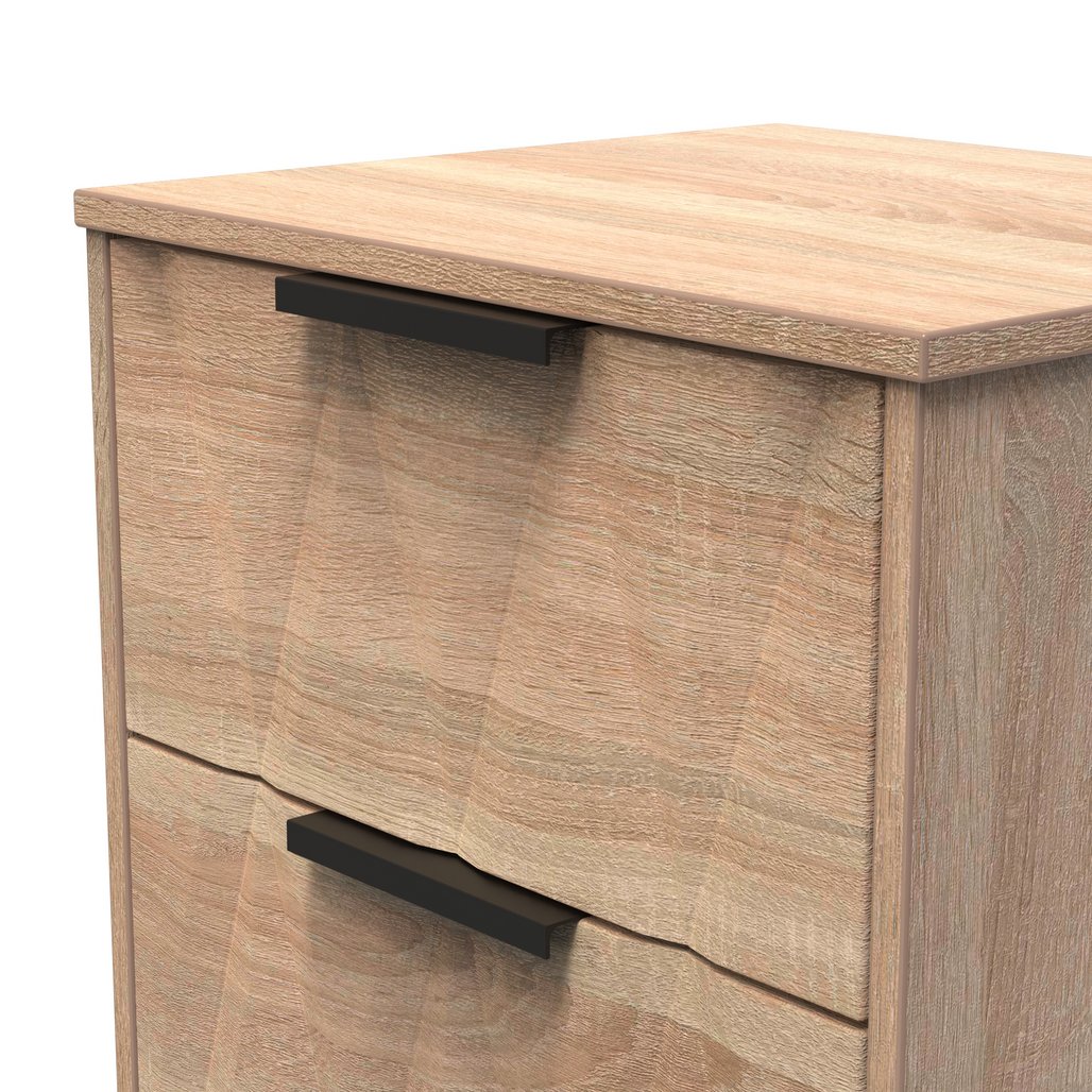Las Vegas 2 Drawer Bedside Table with Black Handles