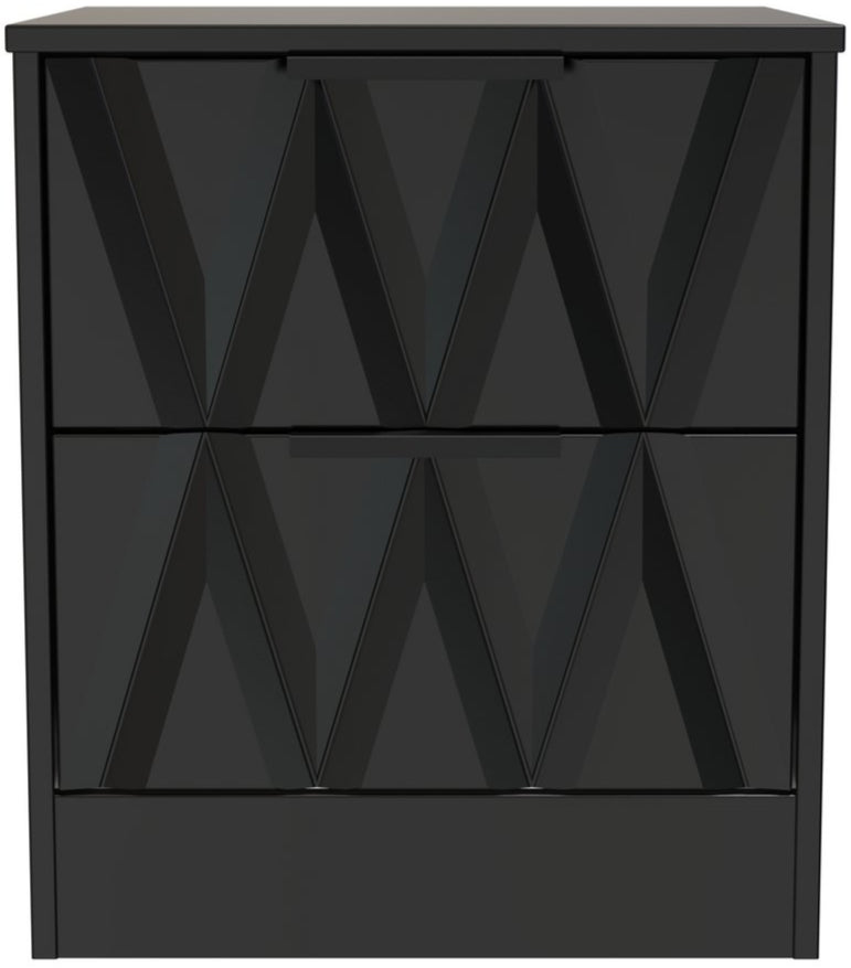 Las Vegas 2 Drawer Bedside Table with Black Handles