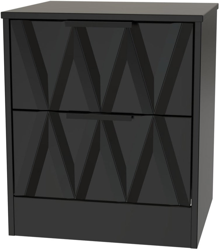 Las Vegas 2 Drawer Bedside Table with Black Handles