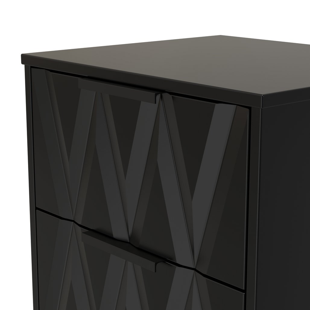 Las Vegas 2 Drawer Bedside Table with Black Handles