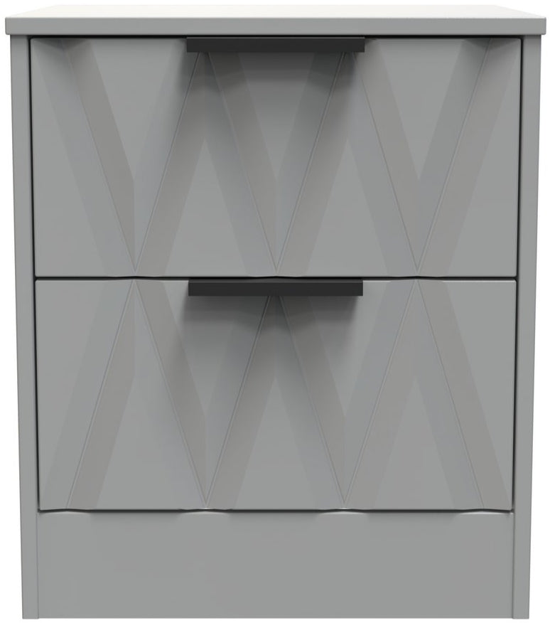 Las Vegas 2 Drawer Bedside Table with Black Handles