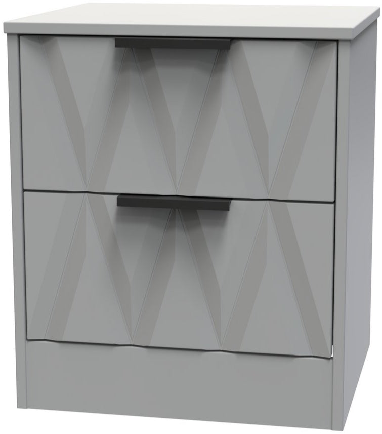 Las Vegas 2 Drawer Bedside Table with Black Handles