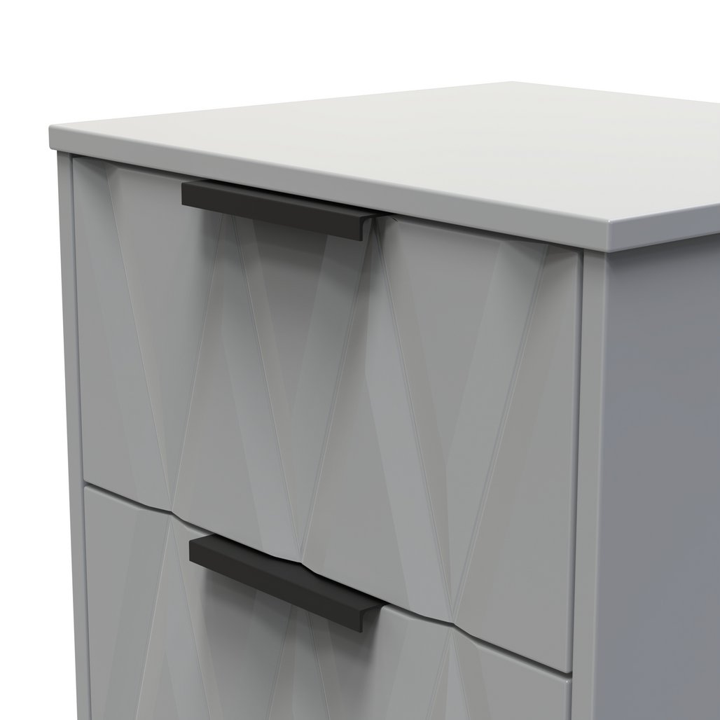 Las Vegas 2 Drawer Bedside Table with Black Handles