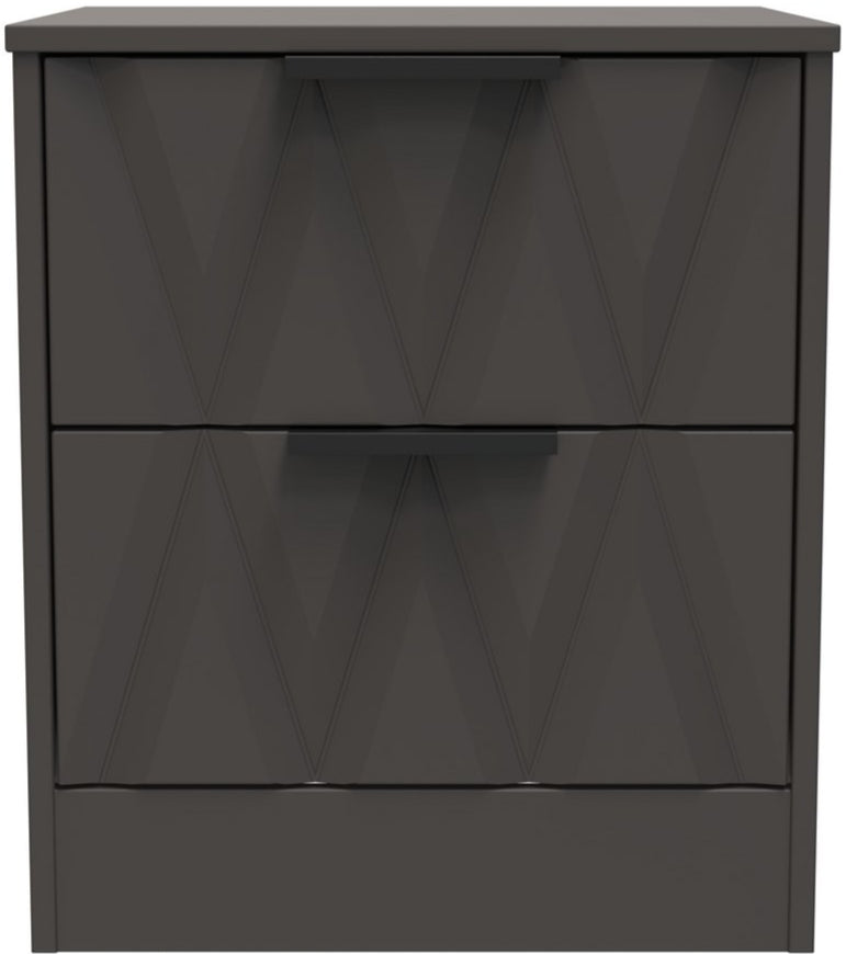 Las Vegas 2 Drawer Bedside Table with Black Handles