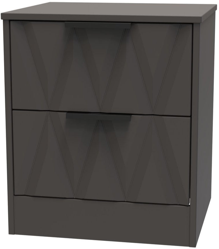 Las Vegas 2 Drawer Bedside Table with Black Handles