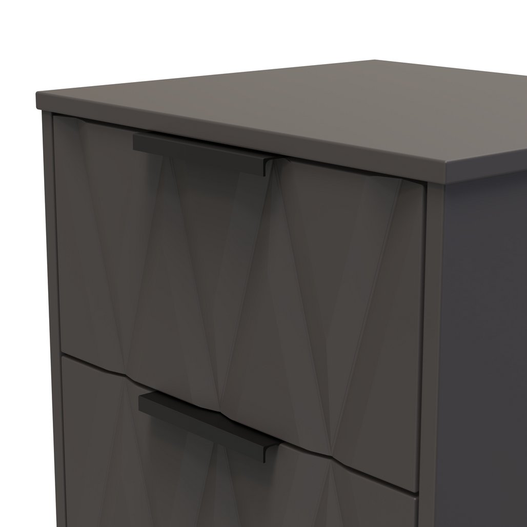 Las Vegas 2 Drawer Bedside Table with Black Handles