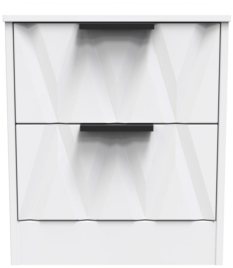 Las Vegas 2 Drawer Bedside Table with Black Handles