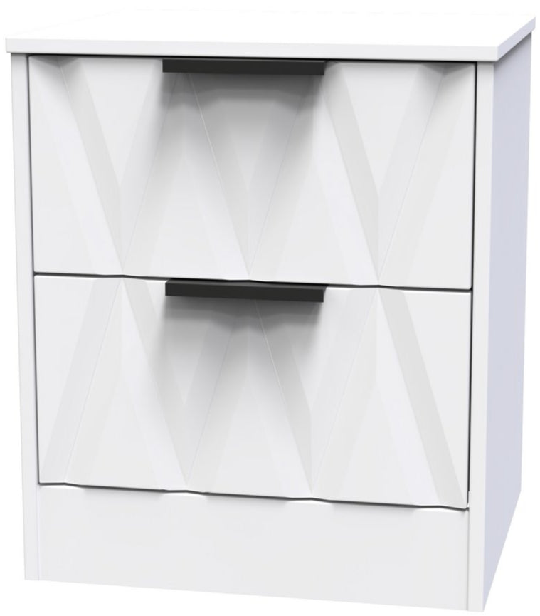 Las Vegas 2 Drawer Bedside Table with Black Handles