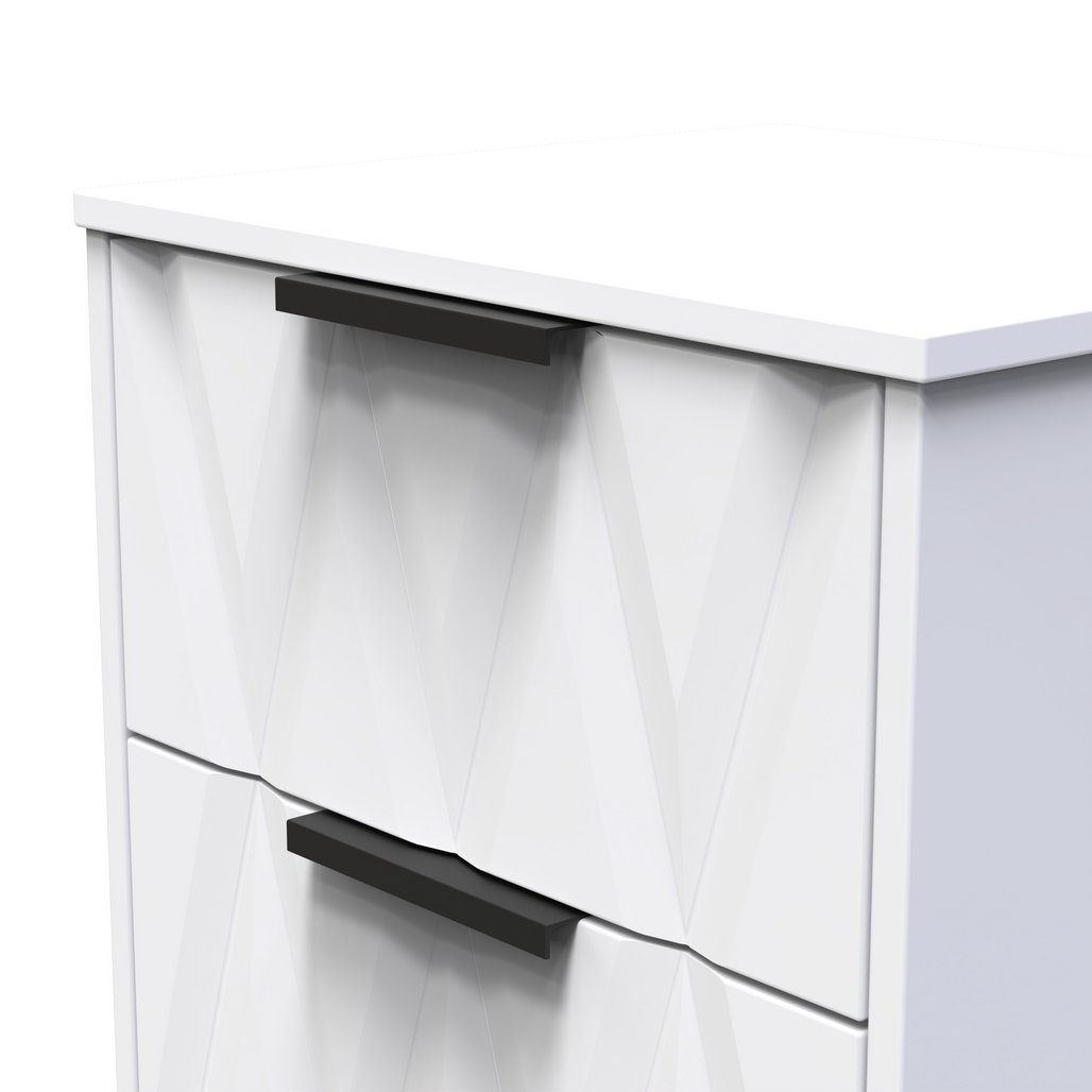 Las Vegas 2 Drawer Bedside Table with Black Handles