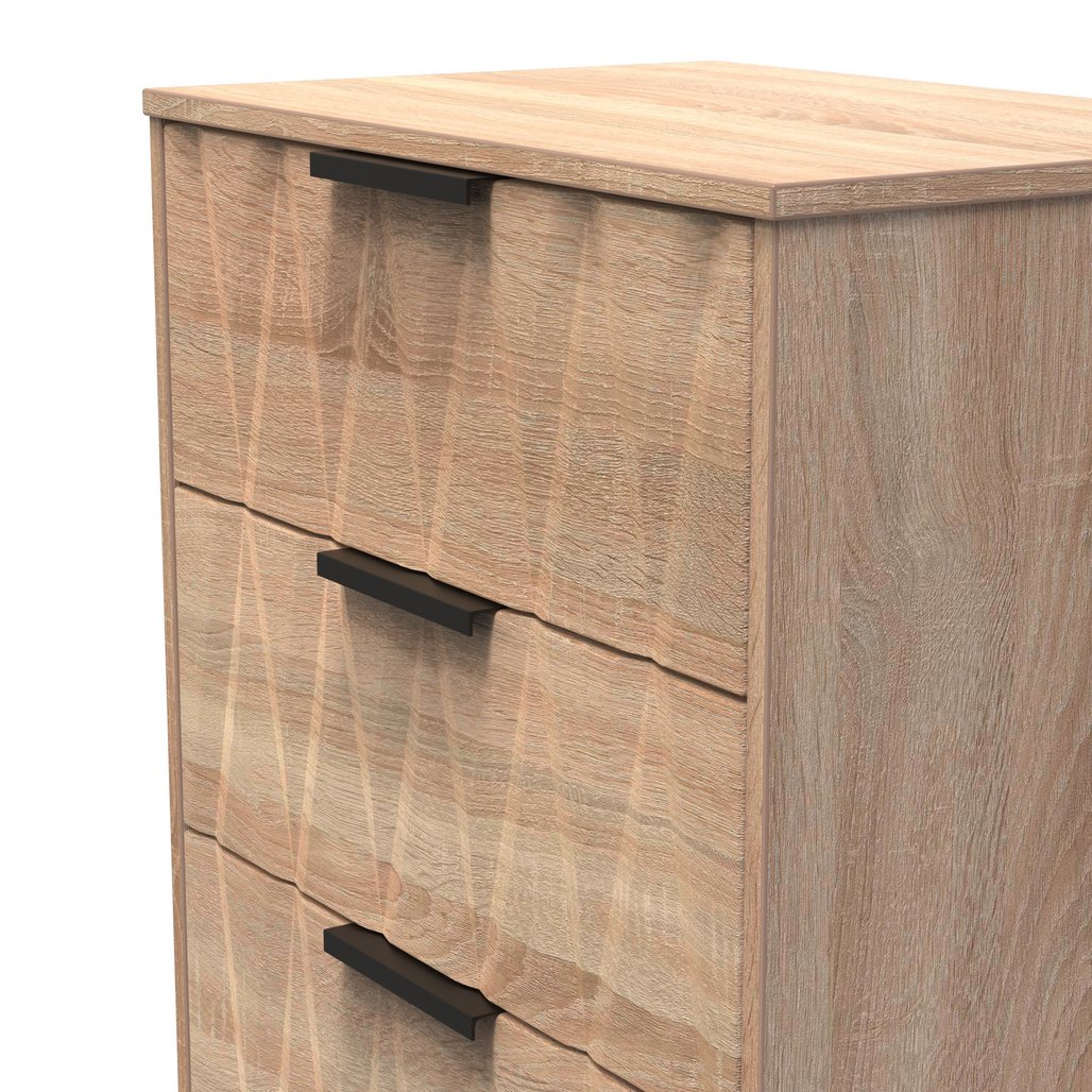 Las Vegas 3 Drawer Deep Midi Chest with Black Handles