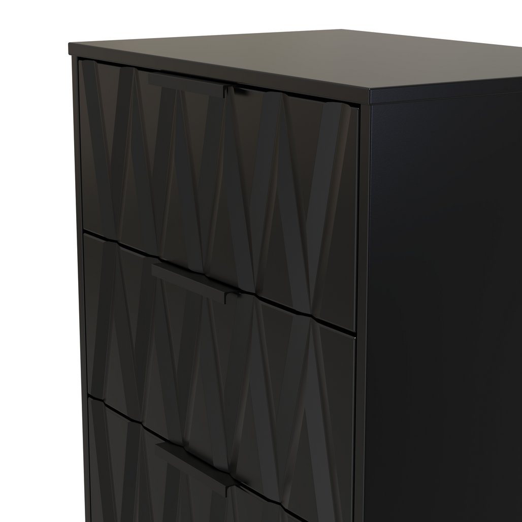 Las Vegas 3 Drawer Deep Midi Chest with Black Handles