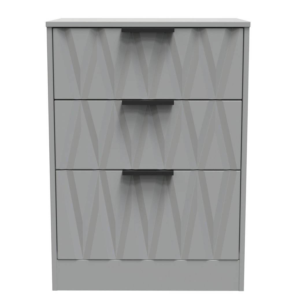 Las Vegas 3 Drawer Deep Midi Chest with Black Handles