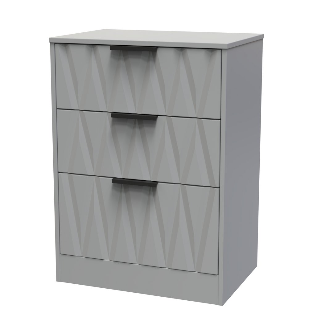 Las Vegas 3 Drawer Deep Midi Chest with Black Handles