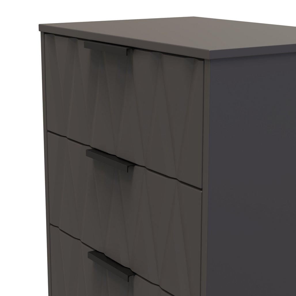 Las Vegas 3 Drawer Deep Midi Chest with Black Handles