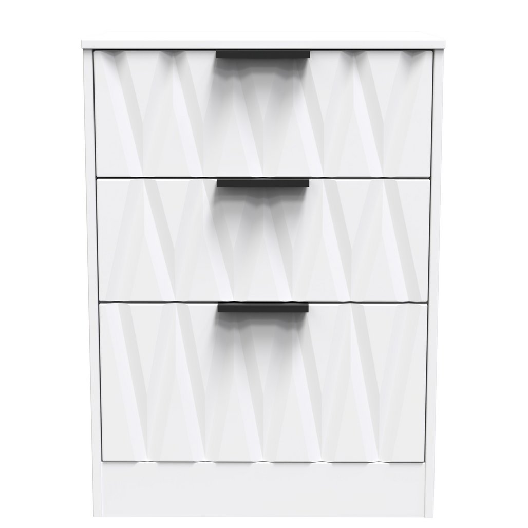 Las Vegas 3 Drawer Deep Midi Chest with Black Handles