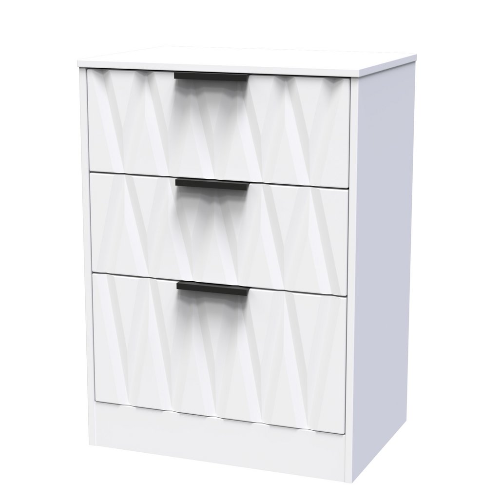 Las Vegas 3 Drawer Deep Midi Chest with Black Handles