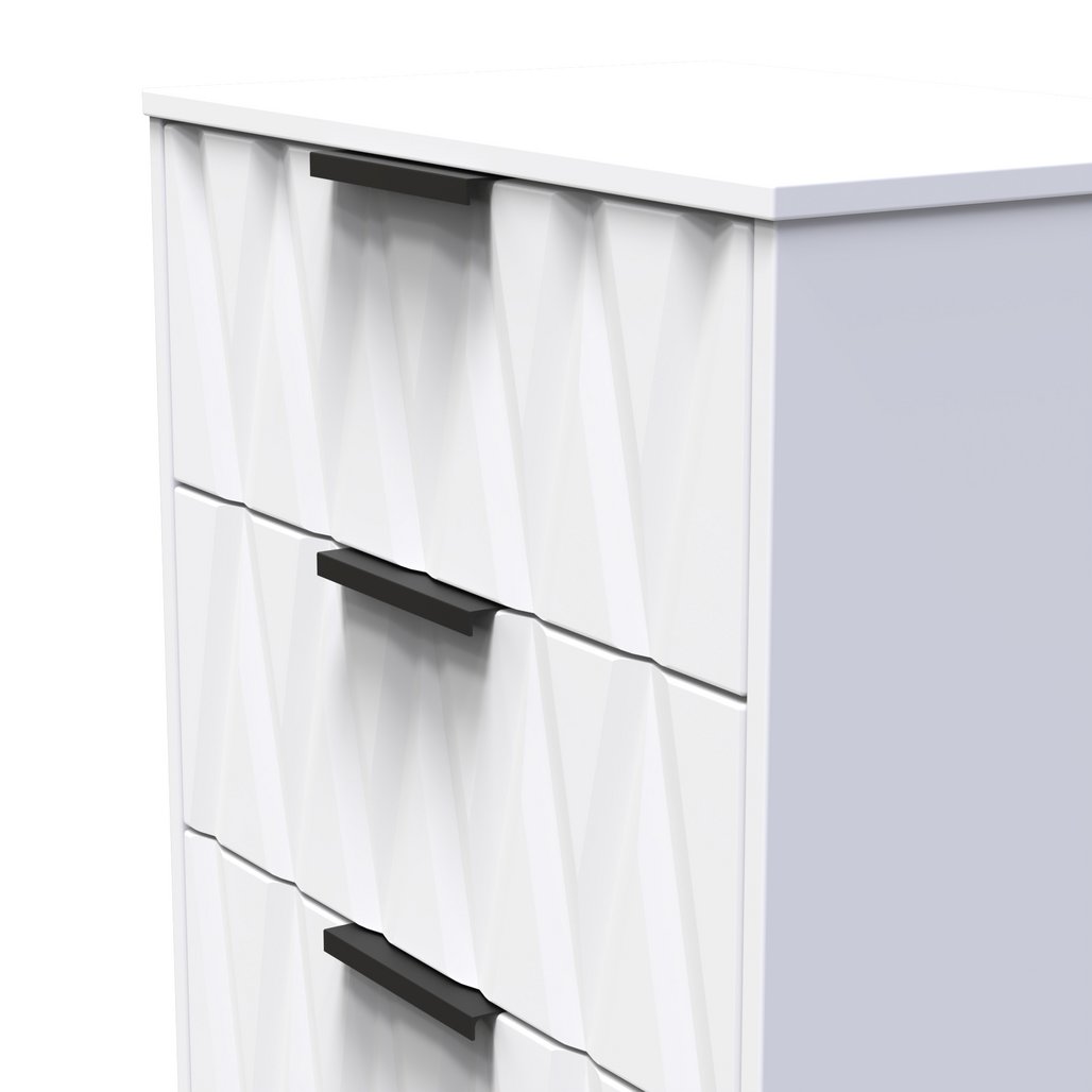 Las Vegas 3 Drawer Deep Midi Chest with Black Handles